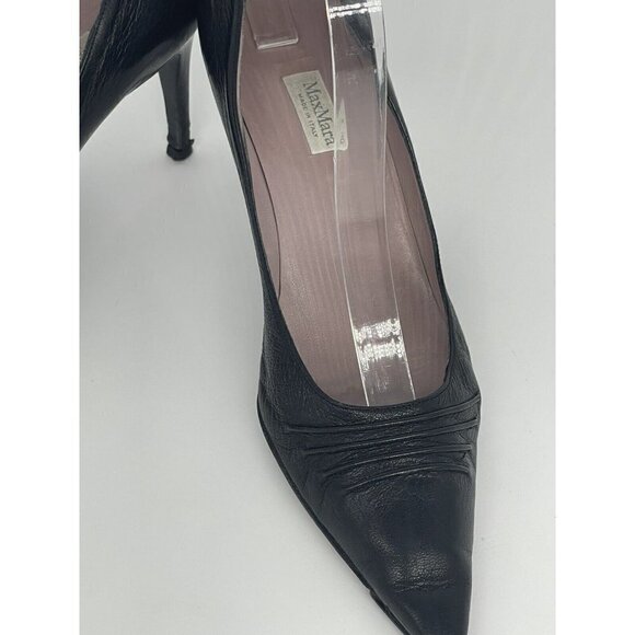 MAX MARA Women’s Black Heels Leather Shoes Size 37.5 EU MSRP $655 - Picture 4 of 6